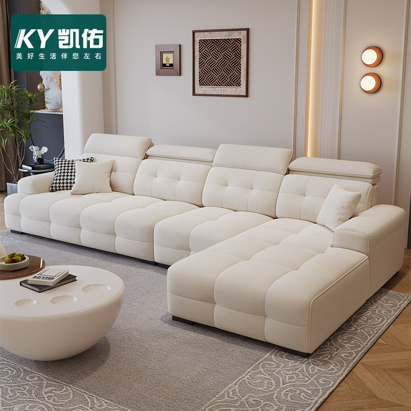凯佑意式云朵布艺沙发简约现代小户型客厅雪尼尔绒泡芙贵妃布沙发