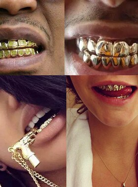 Gold Plated Teeth Halloween Costume Men Hip Hop Fangs Grill
