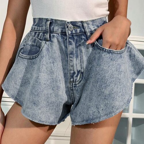 Solid Jeans Button Shorts Loose Shorts Funny Summer Casual