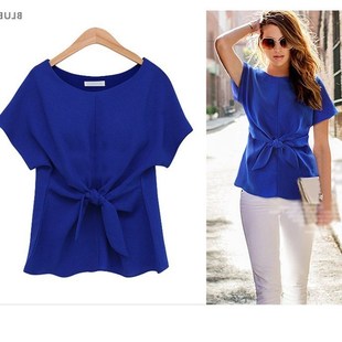 2017 summer women bowtie chiffon blouses ladies blouse tops