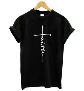 Faith Cross Graphic tops women t shirt tshirt tees cotton