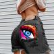 eye 时尚 print fashion ripped jeans 印花破洞口袋牛仔短裤