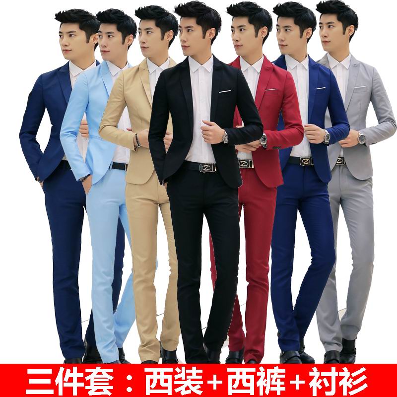 新款男士西服一套装韩版修身休闲薄款发型师中袖小西装九分裤潮