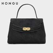 红谷女包2026新款 高级感真皮手提包简约休闲单肩斜挎包锁扣凯莉包