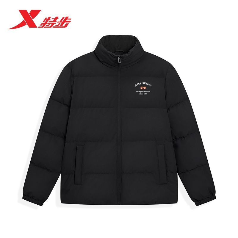 特步羽绒服男款2025冬季新款男士保暖休闲运动立领外套篮球系列