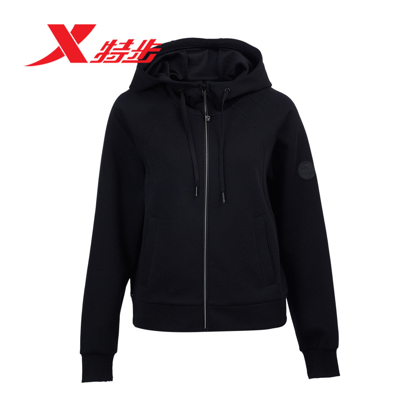 特步女款外套运动套装2025秋季新款女士针织连帽上衣975328940121