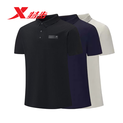 特步POLO衫男短袖T恤2025夏季