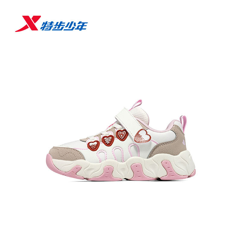 特步少年儿童女小童运动鞋奶酪鞋