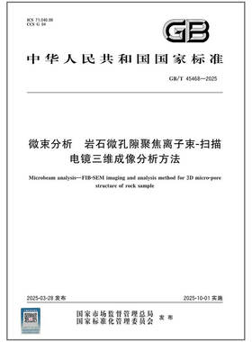 GB/T 45468-2025 微束分析 岩石微孔隙聚焦离子束-扫描电镜三维成像分析方法