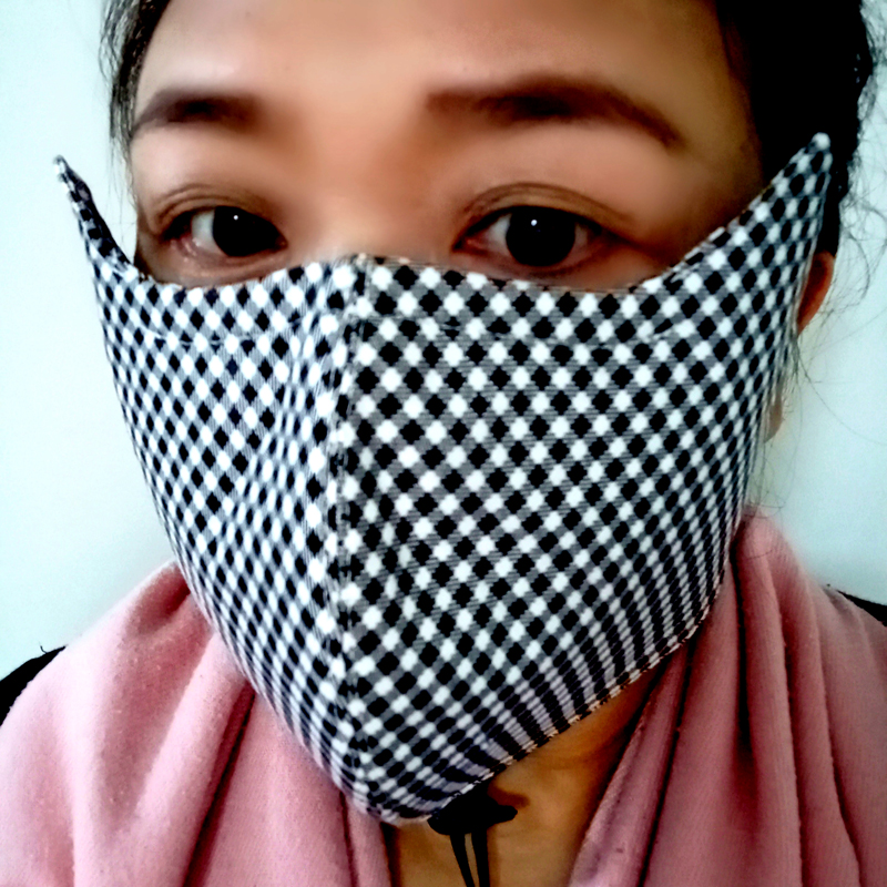 原创纯手工秋冬防丢挂脖格子滤片鼻梁条情侣超大纯棉布口罩包邮