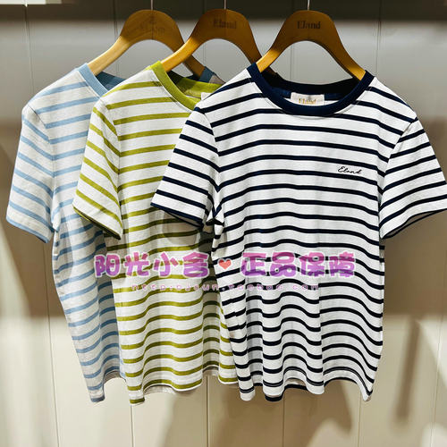 ELAND依恋正品26夏清新条纹舒适圆领短袖T恤EERSG23E01  RSG23E01
