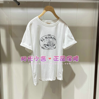 ELAND依恋正品26夏宽松落肩航船刺绣凉感T恤EERAG25E03 RAG25E03