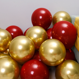 活动装饰双层石榴红气球5/101218寸生日金色红色结婚客厅圆形汽球