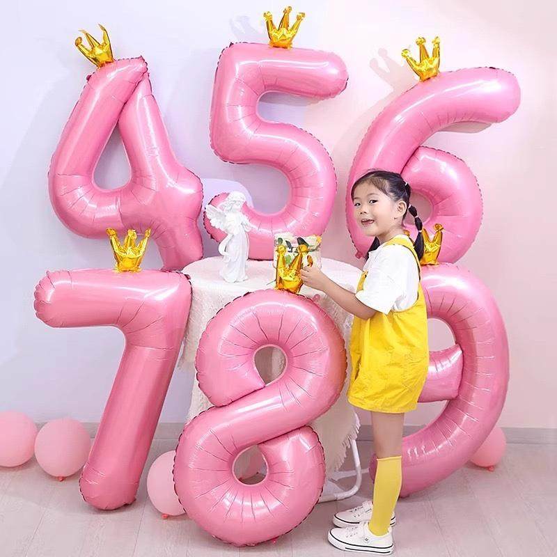 粉色生日皇冠数字气球40寸拍照道具宝宝儿童周岁百天派对场景布置,节庆用品/礼品,气球,淘宝优惠券,粉丝福利购,淘宝优惠卷