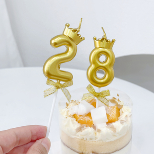 金色皇冠生日数字蜡烛蛋糕装饰插件18岁生日儿童派对小红书同款