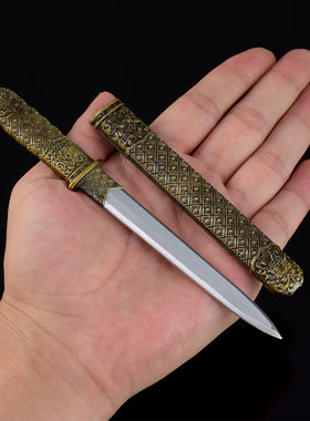 古代兵器刀剑玩具模型牡丹小刀迷你全金属工艺品合金收藏摆件带鞘