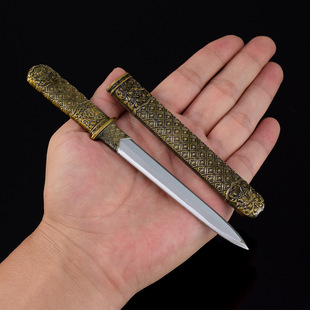 古代兵器刀剑玩具模型牡丹小刀迷你全金属工艺品合金收藏摆件带鞘