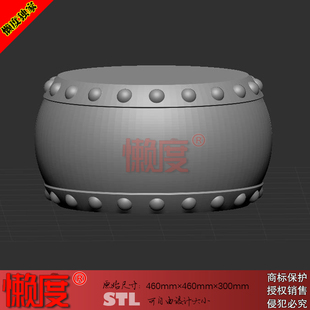 新款精品石材础石鼓凳立体精雕图STL文件3D电脑雕刻仿古柱墩003