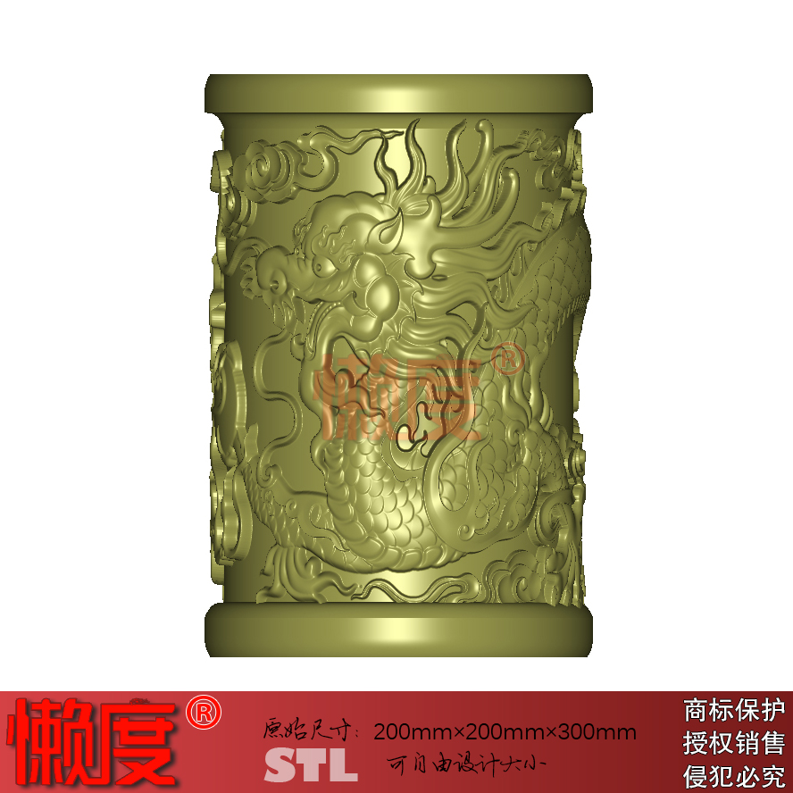 精品石材栏杆柱头立体墓碑精雕图STL文件OBJ电脑雕刻图龙柱头001