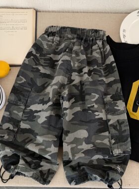 英国KABEI TREE男童迷彩工装裤春秋装儿童痞帅裤子小童宝宝长裤潮