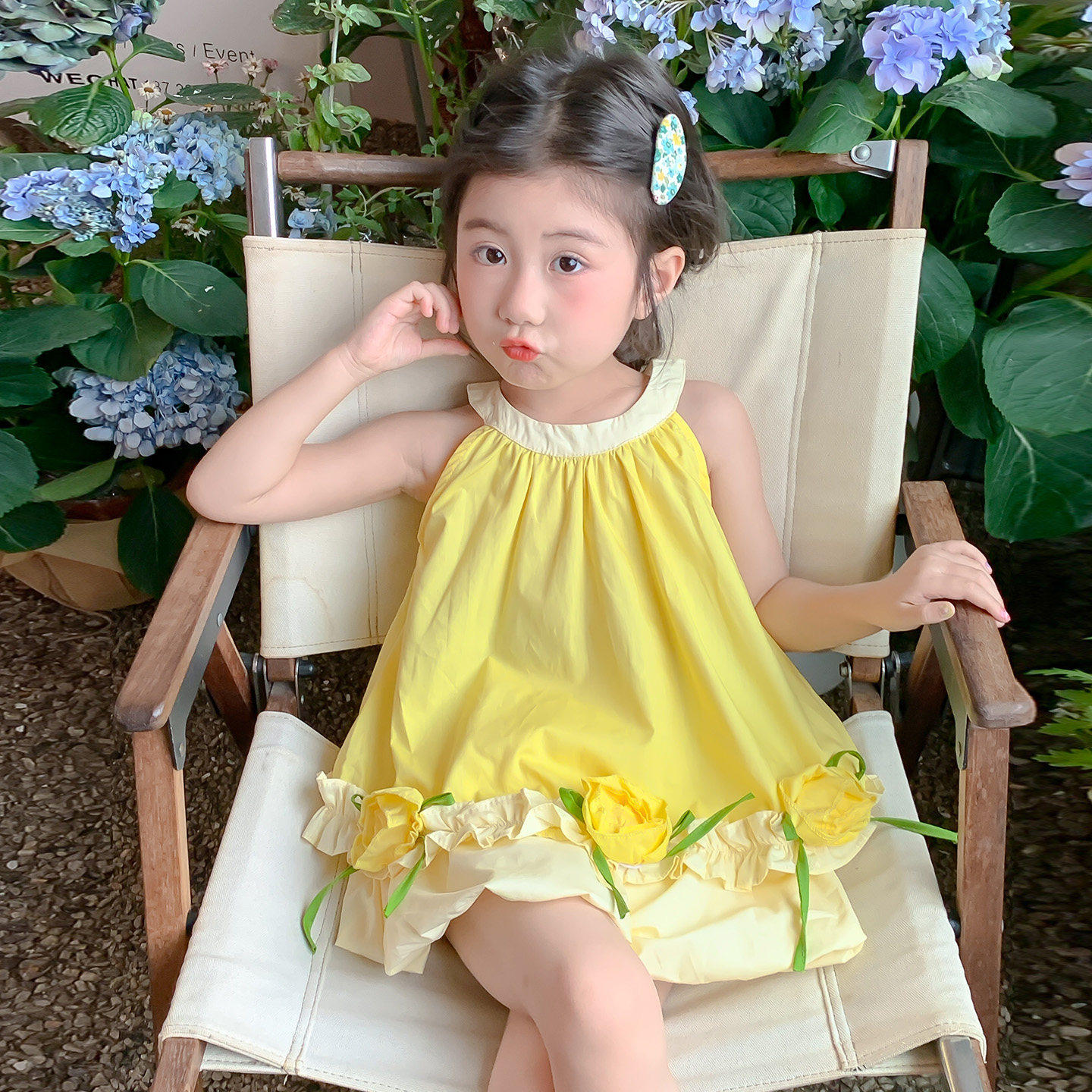 英国KABEI TREE女童套装夏季2026新款洋气时髦吊带背心短裤两件套