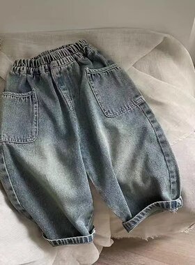 英国KABEI TREE男童牛仔裤2026新款春秋季儿童宝宝宽松休闲裤子潮