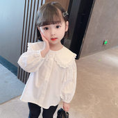 TREE女童长袖 衬衫 春秋季 英国KABEI 2026新款 白色洋气衬衣宝宝上衣