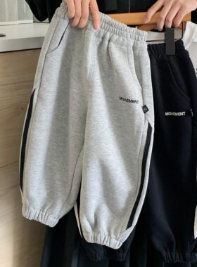 英国KABEI TREE儿童运动裤男童加绒休闲裤子2026新款宝宝束脚卫裤