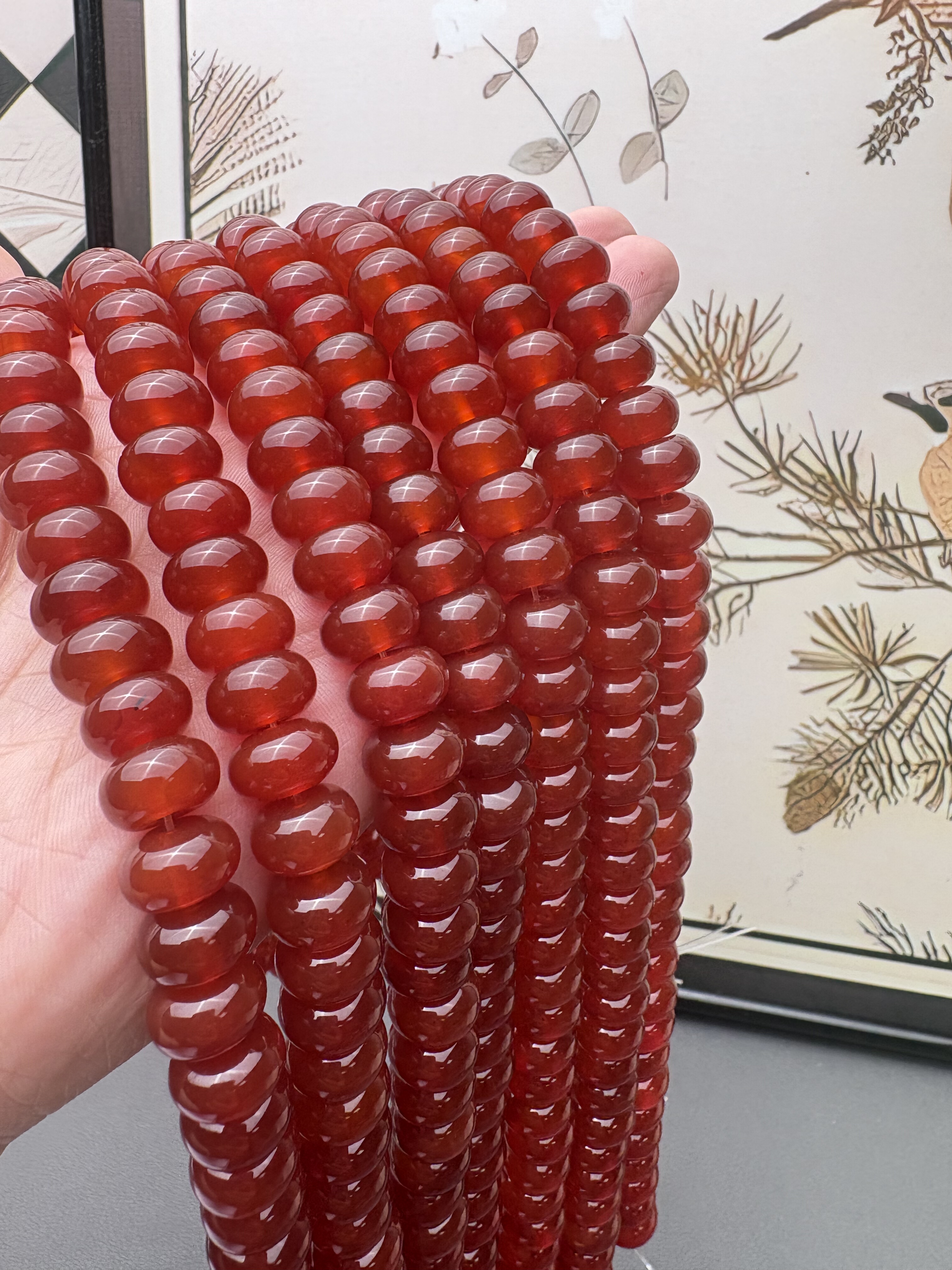 天然冰透巴西玛瑙焦糖橘色算盘珠diy手串项链半成品 约12mm