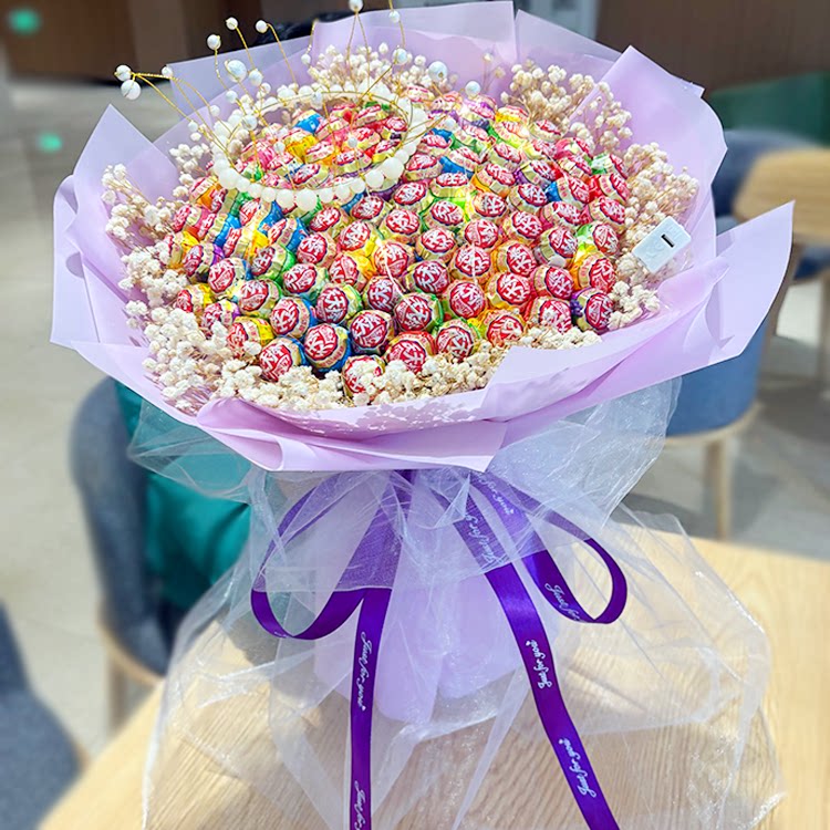 成品做好的99颗棒棒糖花束卡通糖果送女友生日圣诞节礼物情人毕业
