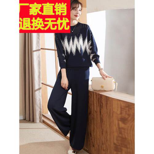 高端2025新款妈妈秋装运动服套装洋气中老年女春秋针织衫大码上衣