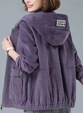 秋冬季加厚百搭灯芯绒妈妈外套女
