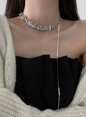合金材质抽拉麦穗亮片项链女