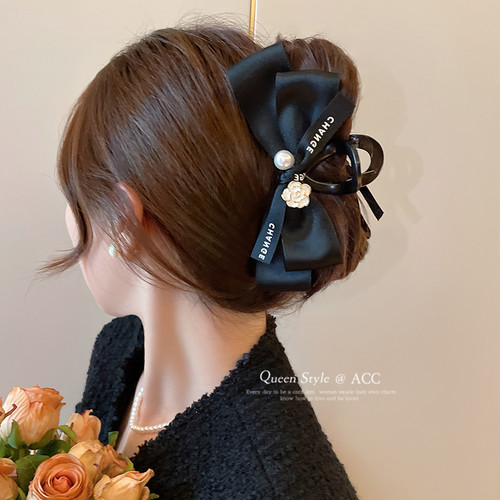 日韩树脂材质珍珠蝴蝶结发夹抓夹
