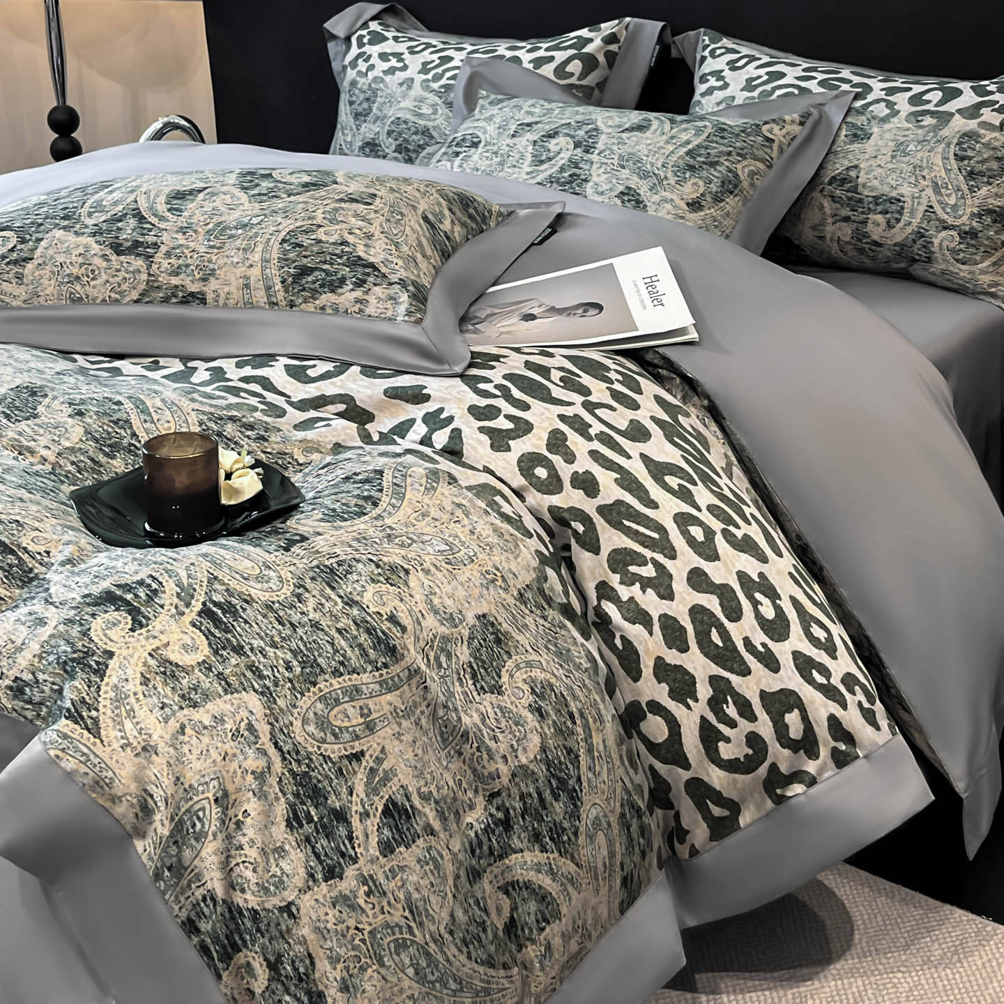 高端复古长绒棉数码印花四件套全棉纯棉被套高级感主卧室床上用品,床上用品,床品套件/四件套/多件套,淘宝优惠券,粉丝福利购,淘宝优惠卷