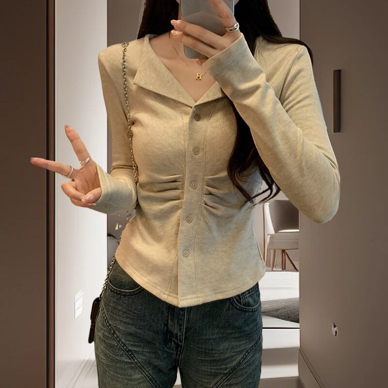 秋装短款大码修身内搭美拉德秋季小个子穿搭上衣纯属是长袖打底女