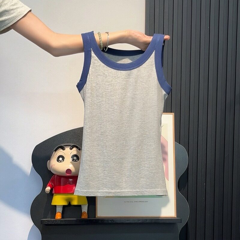 法式小吊带背心女夏装内搭打底撞色大码修身显瘦遮副乳无袖上衣女