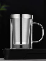 Large-capacity stainless steel glass tea cups, executive cups, transparent handles, office tea water separation and filtration cups for brewing tea thumbnail 8