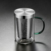 Large-capacity stainless steel glass tea cups, executive cups, transparent handles, office tea water separation and filtration cups for brewing tea thumbnail 6