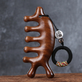 五齿按摩器头皮按摩木梳子头部经络眼部面部刮痧梳五指檀木梳便携