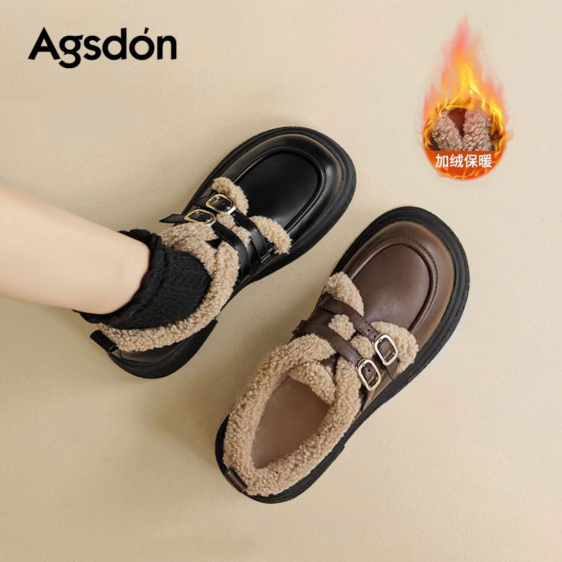 奥古狮登厚底加绒乐福勃肯小皮鞋