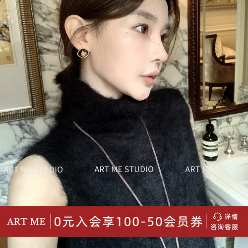 【ART ME】姐感100绵羊毛温柔软糯质感长绒毛高领针织马甲w24533