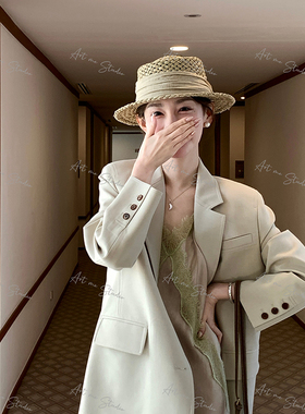 ARTME瓜瓜 天丝羊毛西装连衣裙套装女夏季外套背心半身裙王炸组合