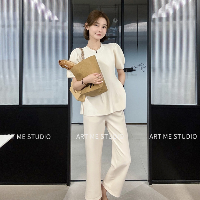 ARTME瓜瓜 慵懒风高腰通勤西装裤女夏季宽松垂坠感显瘦拖地长裤子
