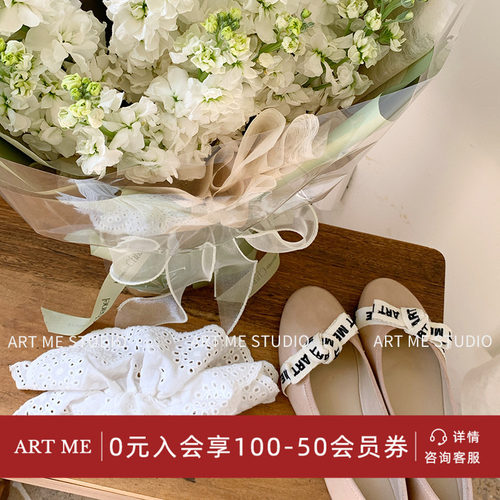 ARTME刺绣蝴蝶结芭蕾平底单鞋