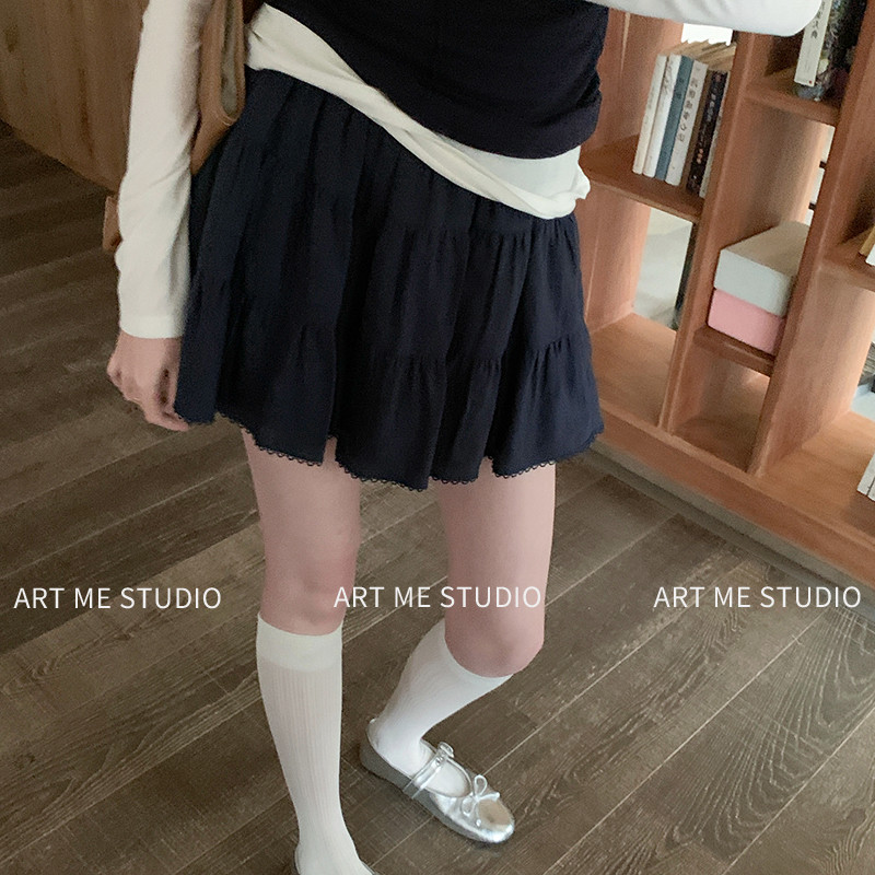 ARTME瓜瓜 甜美风蕾丝花边高腰蛋糕裙女夏季立体蓬松伞状A字短裙