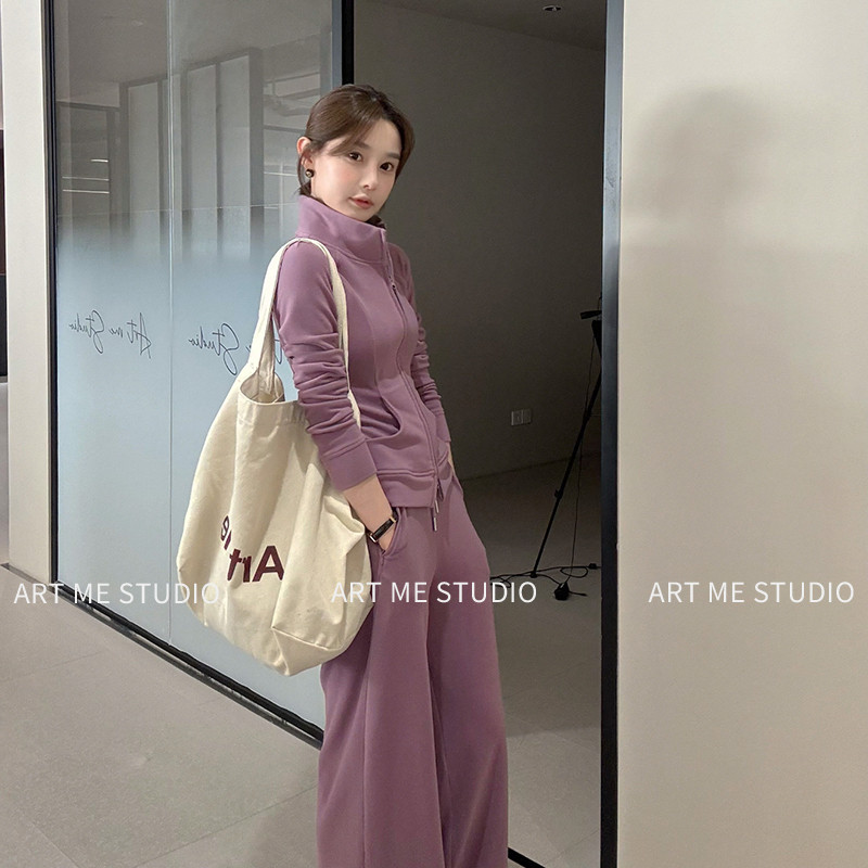 ARTME瓜瓜收腰立领休闲运动套装女春气质通勤风卫衣两件套w1966w1