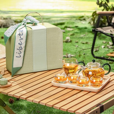 中式高档户外旅行功夫茶具套装便携式喝茶泡茶专用玻璃轻奢茶壶杯