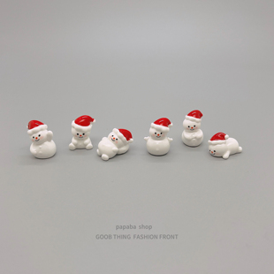 无聊了 摆几只迷你小雪人摆件可爱情绪治愈系办公室好物工位礼物