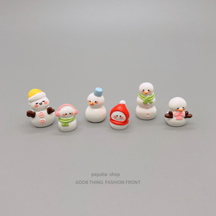 无聊了摆个冬日可爱小雪人桌面小摆件办公室工位电脑屏幕车载装 饰